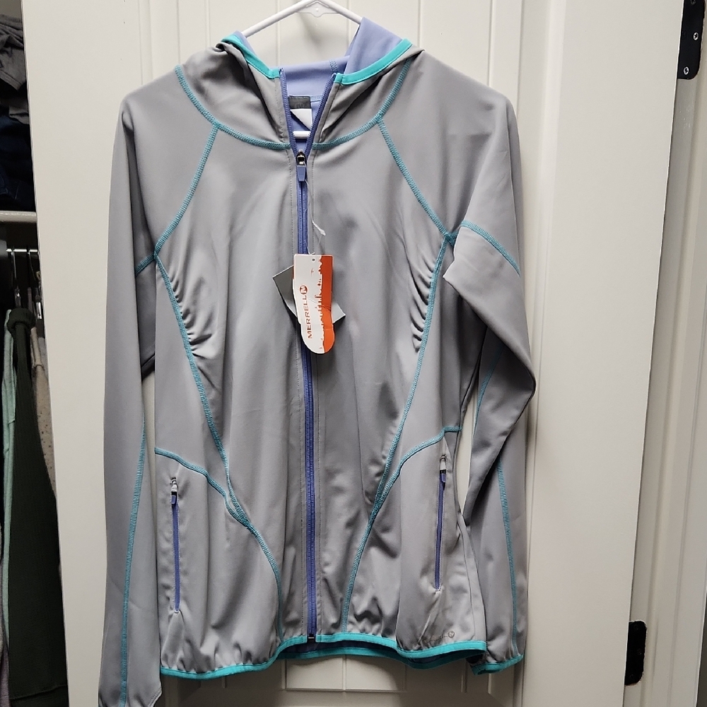 Merrell  Coat in Gray with Blue Trim